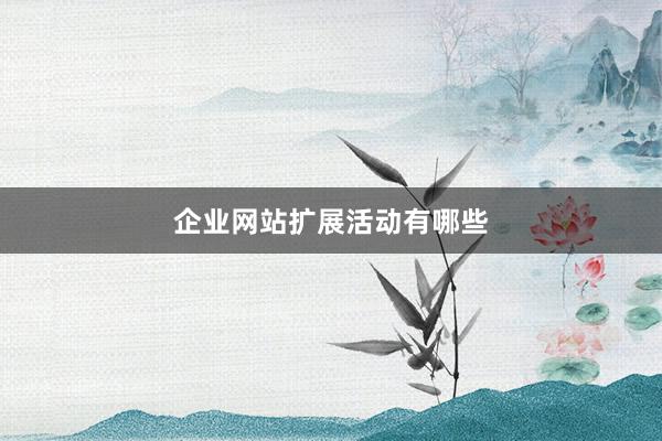 企业网站扩展活动有哪些