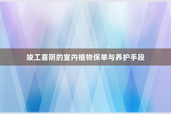 竣工喜阴的室内植物保举与养护手段
